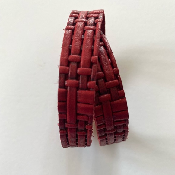 Flourish Leather Handmade Red  Wrap Bracelet - Picture 2 of 4